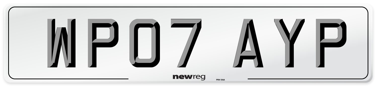 WP07 AYP Number Plate from New Reg